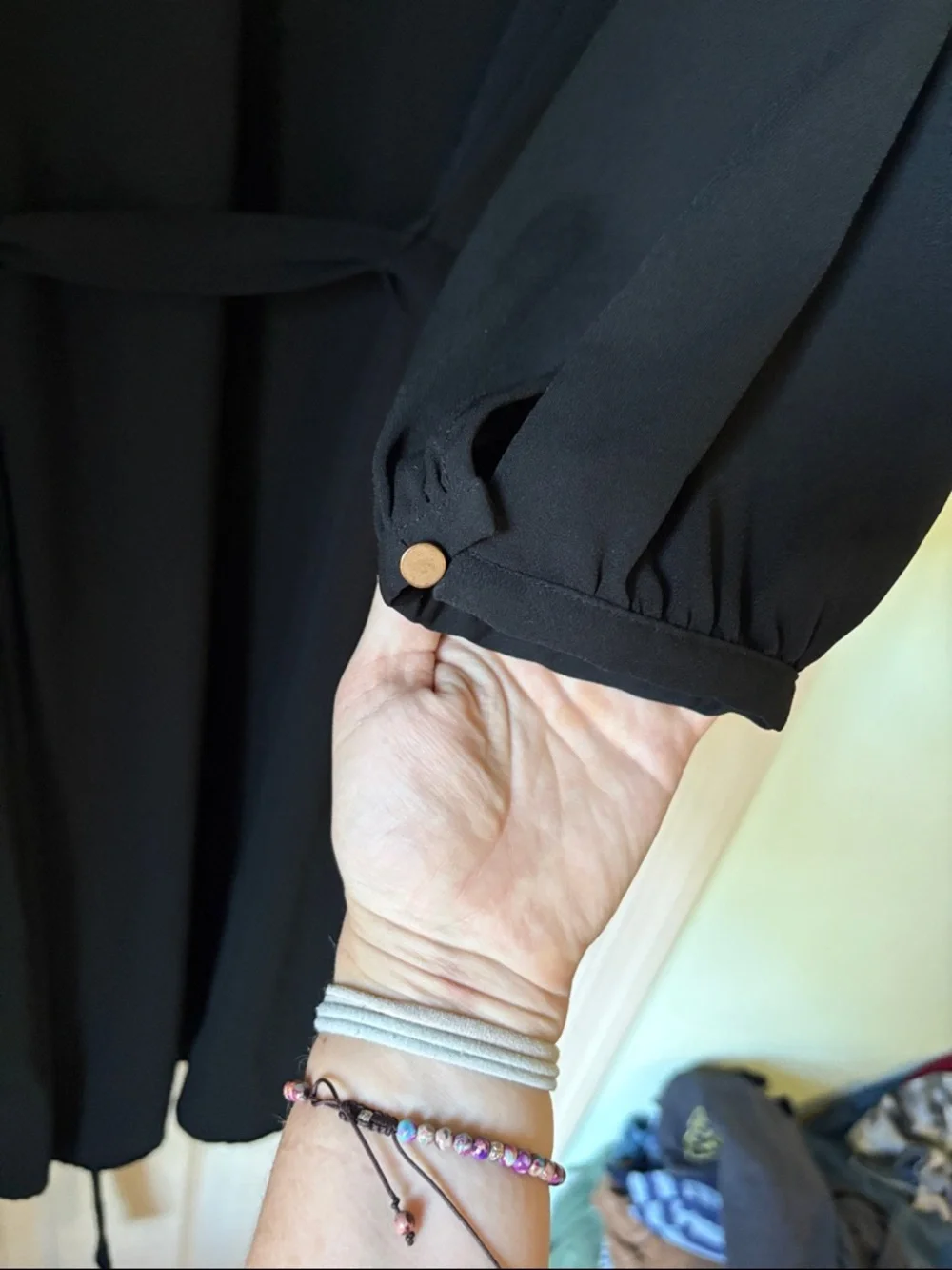 a new day Black V-Neck Belted Long Sleeve Dress - Picture 4 of 6